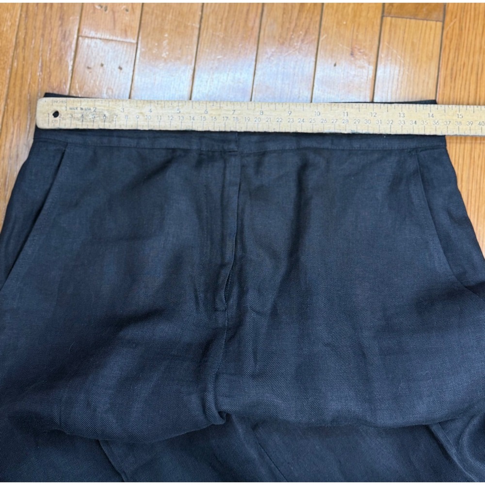 Eileen Fisher Womens XS Black 100% Linen Wide Leg Cropped Trousers Pants - Picture 5 of 8